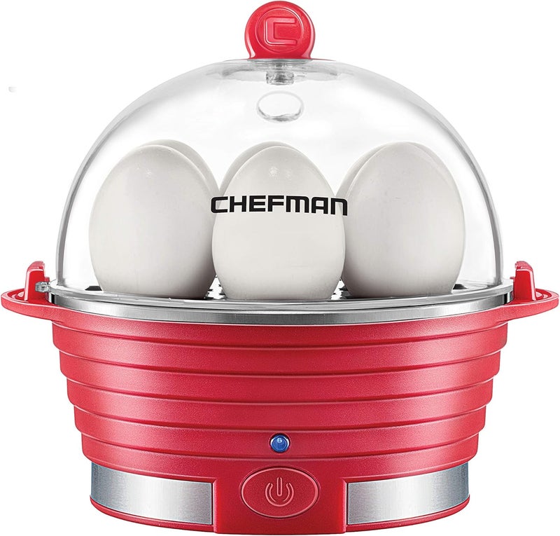 Chefman Electric Egg Cooker Boiler, Rapid Poacher, Food & Vegetable Steamer, Quickly Makes Up To 6, Hard, Medium or Soft Boiled, Poaching/Omelet Tray Included, Ready Signal, BPA-Free, Black - Image 1